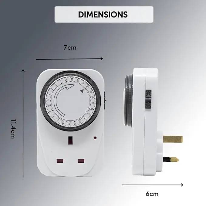 24 Hour Segment Timer Switch - Energy Saver Plug Standard Size - Plug-in Timer Socket Set - 240v 3 Pin Plug With Programmable Time Controller 4