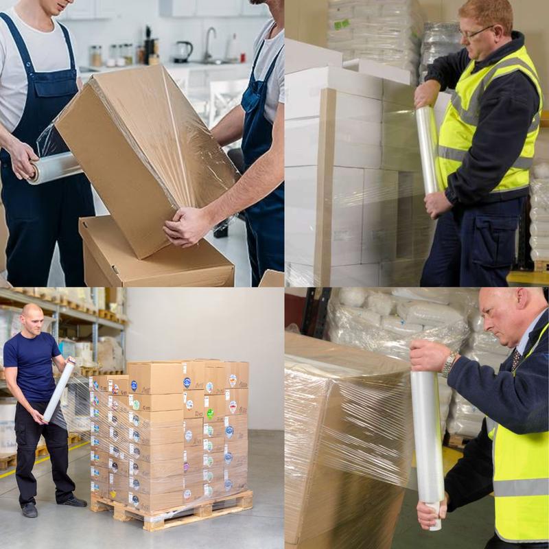 6 x STRONG ROLLS CLEAR PALLET STRETCH SHRINK WRAP PARCEL PACKING CLING FILM 4