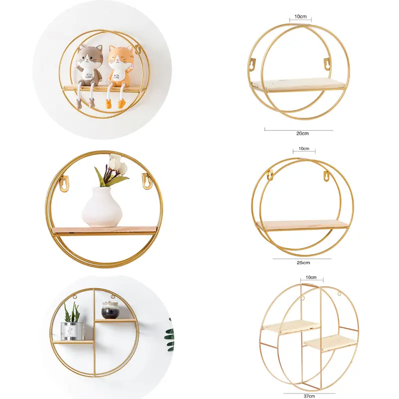 Livingandhome 3 Sizes Gold Wall Hanging Storage and Display Decorative Shelf - Space-Saving and Stylish Shelves 5