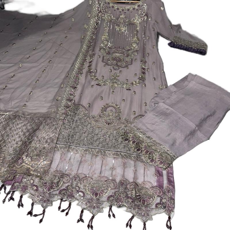 RAYA (EID) Fancy salwar kameez dress 3 piece Pakistani chiffon embroidered heavy stonework wedding edt embellished S-XL 5