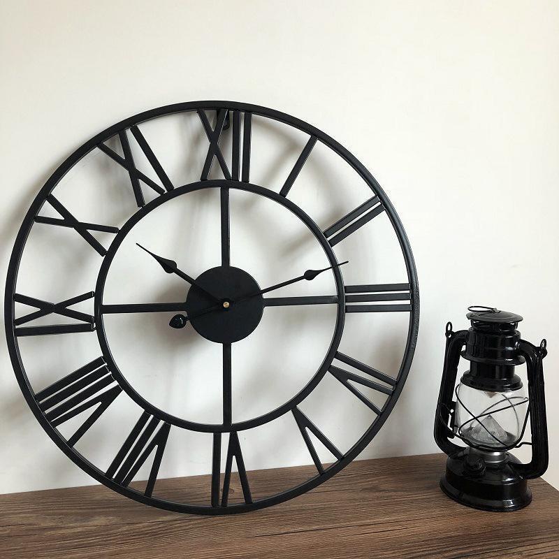 Extra Large Roman Numerals Skeleton Wall Clock Big Giant Open Face Round Home 6
