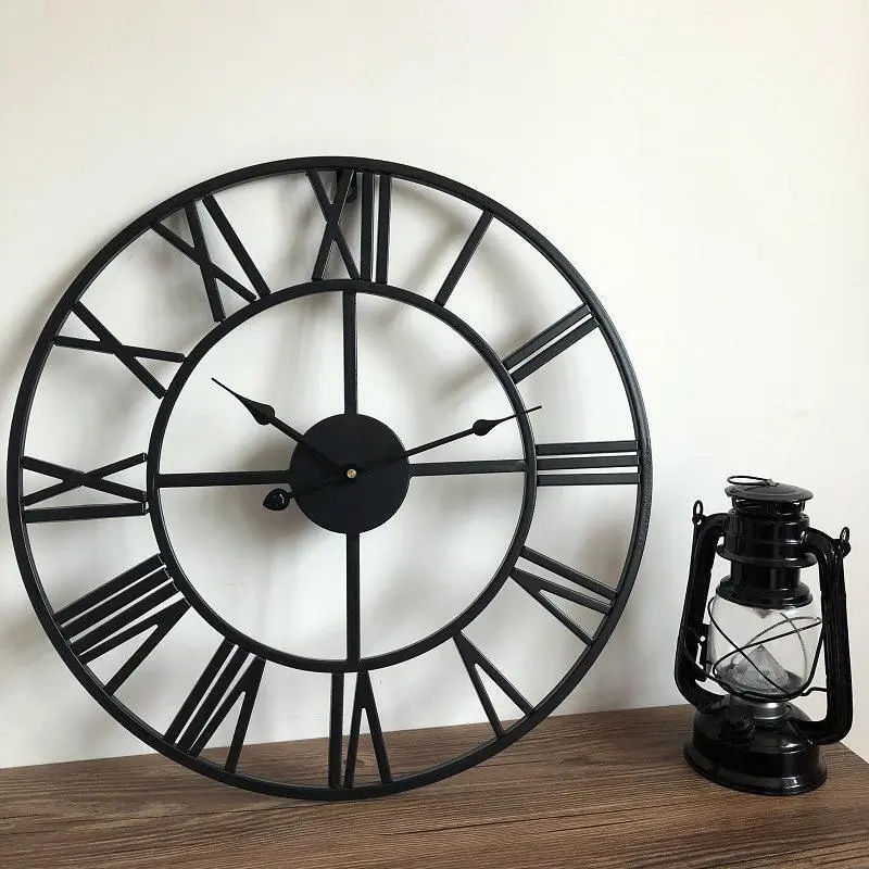 Extra Large Roman Numerals Skeleton Wall Clock Big Giant Open Face Round Home 6
