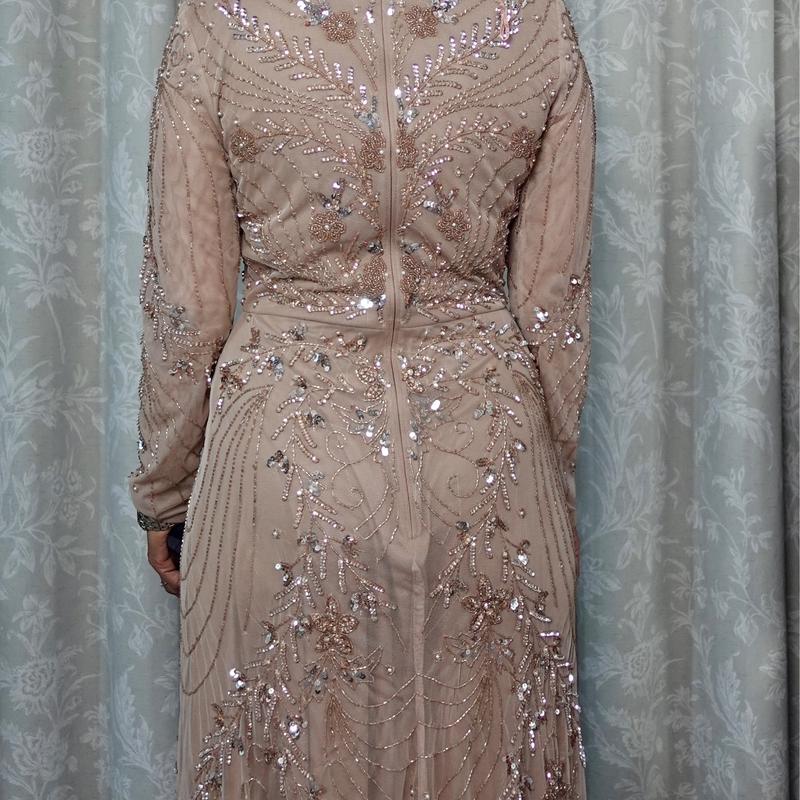 Aisha Embellished Sequin Dress Taupe Blush  Occasional Evening Wear 5
