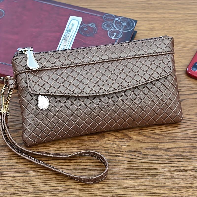 Product Introduction of Women's Argyle Quilted Clutch Bag, Multi Zipper Wristlet Bag For Phone & Coin, Fashion Handbag 12