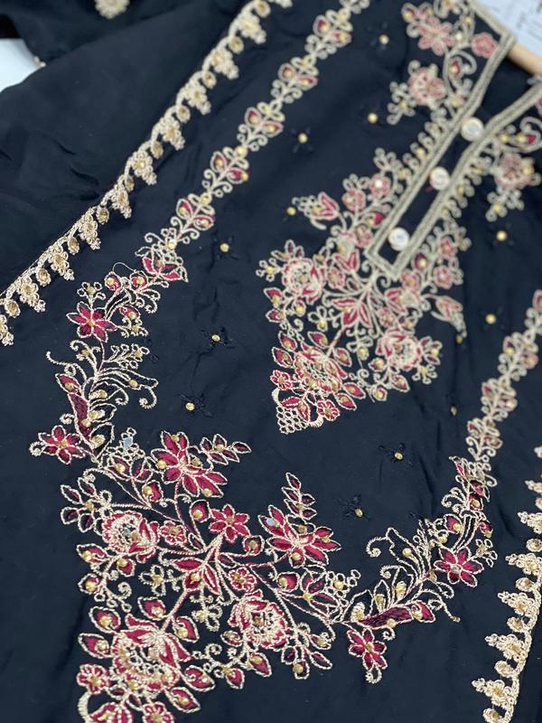 KHADIJAH’S | Embroidered Linen Ready To Wear | KJ073 (Black) 1