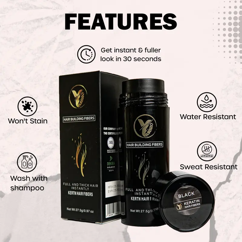 Yasbro 27.5g Hair Building Fibres – 100% Keratin Formula – Instantly Fuller-Looking Hair in 12 Natural Colours – For Thinning Hair & Hair Loss – Unisex Hairline Concealer 5