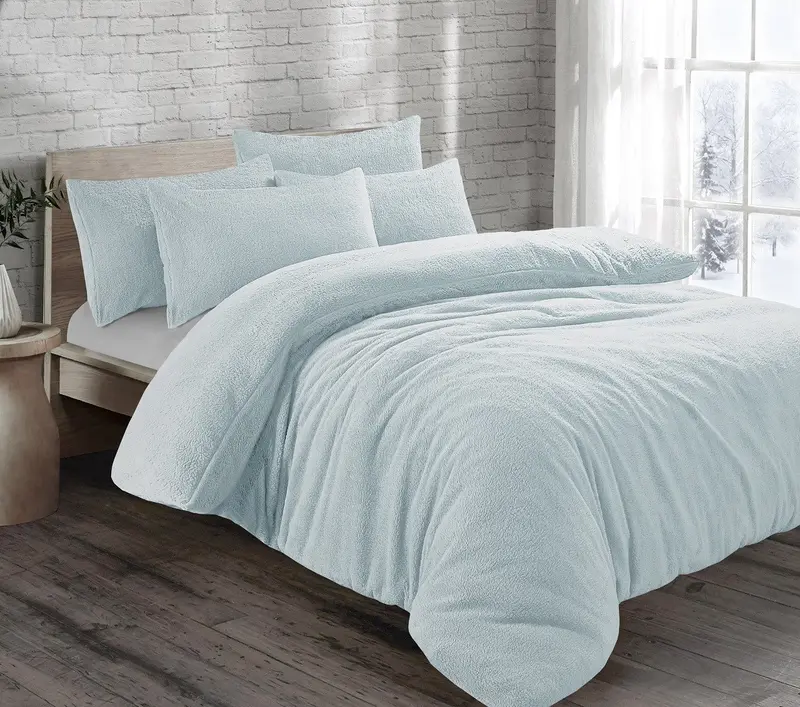 BRIT HOUSE TEDDY BEAR FUR SHERPA FLEECE DUVET COVER & PILLOWCASE/S BEDDING SET WINTER WARM COSY QUILT COVER BED LINEN SET PILLOW COVERS 6