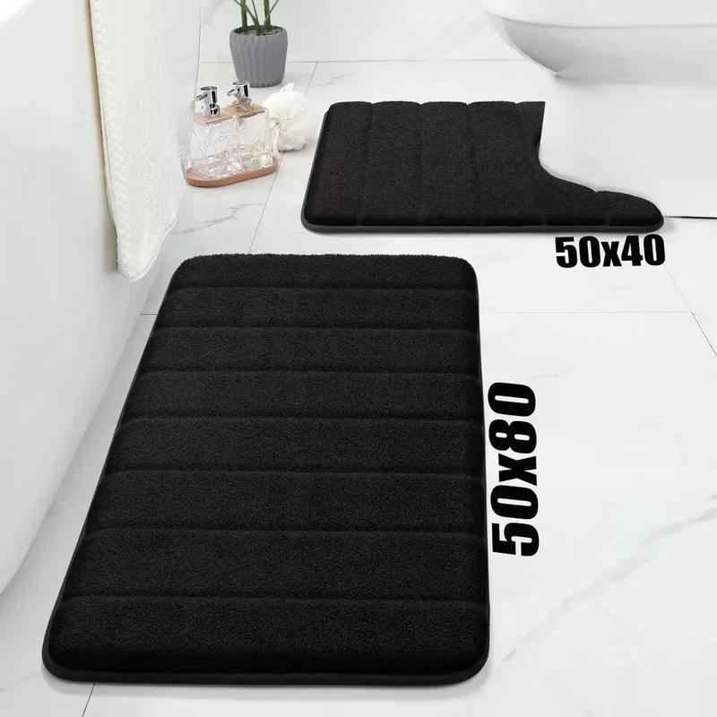 Non Slip Bath Mat Velvet Memory Foam Extra Large Bathroom Rug Water Absorbent Toilet Pedestal Mats Light 1