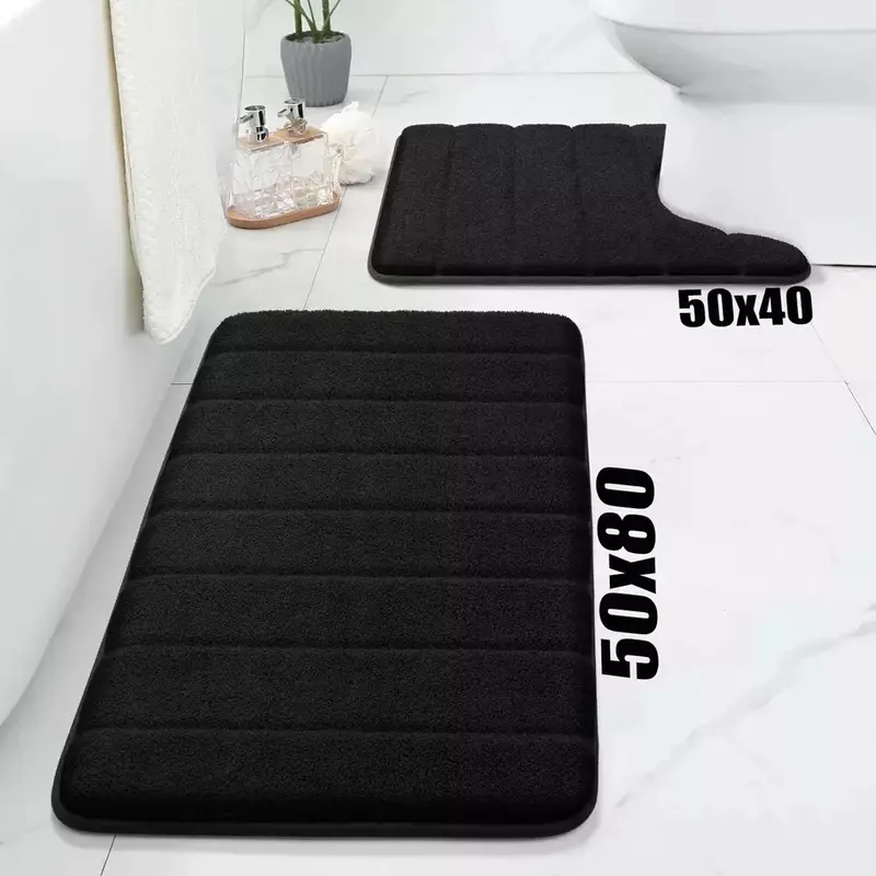 Non Slip Bath Mat Velvet Memory Foam Extra Large Bathroom Rug Water Absorbent Toilet Pedestal Mats Light 1