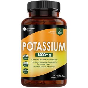 Potassium Supplements 1500 mg - 180 Vegan Active Potassium Tablets Electrolytes