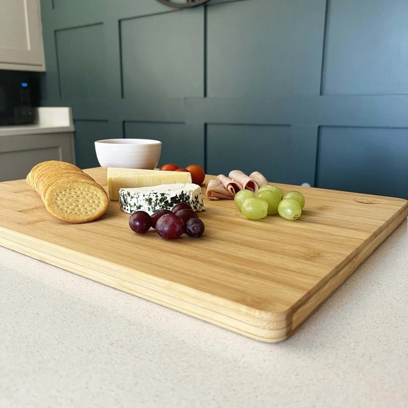 2 Bamboo Wood Chopping Board 30 x 20cm - Non-Slip Surface, Lightweight and Easy to Handle   Kitchen Knives Sturdy Wooden 1