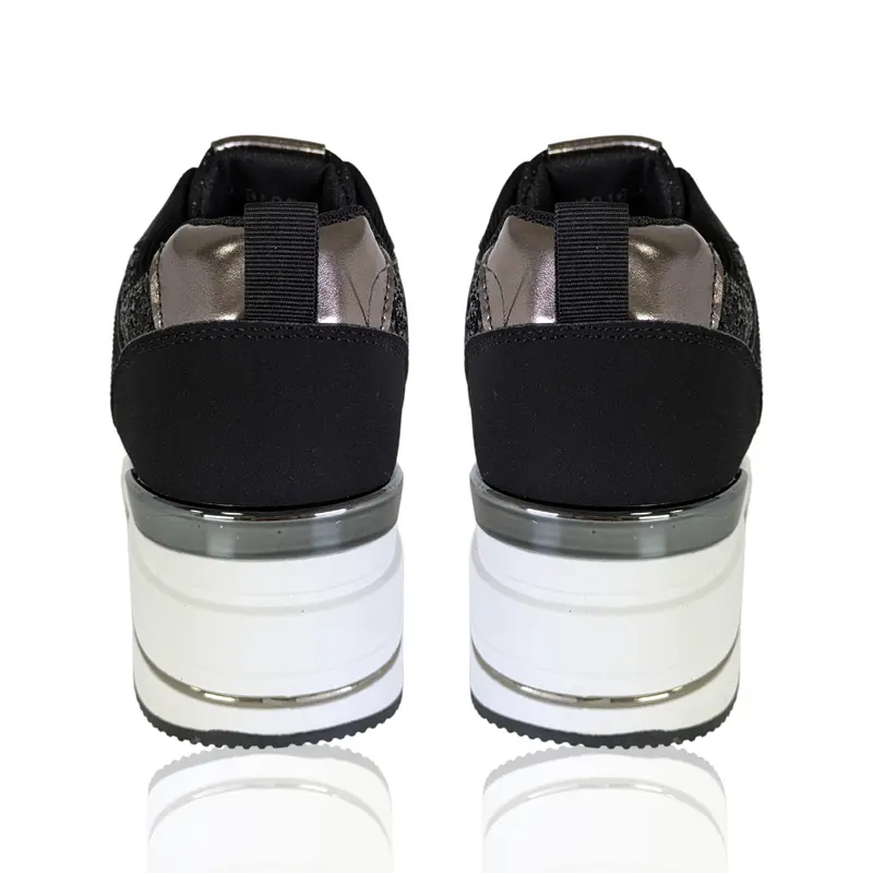 WOMENS LADIES GIRLS FOOTWEAR HIDDEN HEELS DIAMANTEE CONTRAST METALLIC TRAINERS SHOES CASUAL OUTDOOR STYLISH HIDDEN WEDGE LACE UP GYM SHINY TRENDY SHOE IN GOLD GYM SHOES WORKOUT JOGGING ACTIVEWEAR SIZES 3-8 Runner Training Sports Shoes Athletic 2