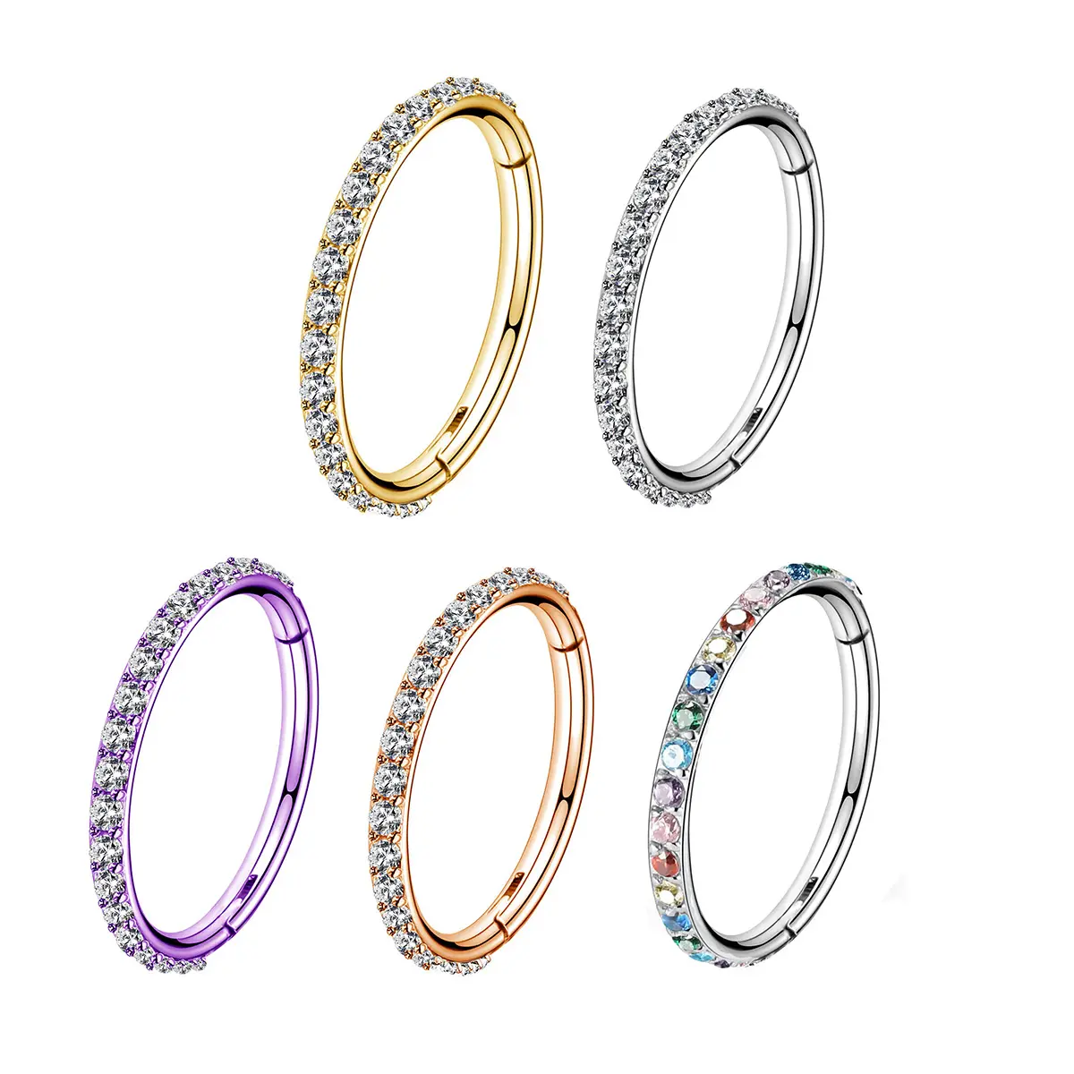 Oufer 18G Nose Hoop CZ 316L Stainless Steel Nose Ring