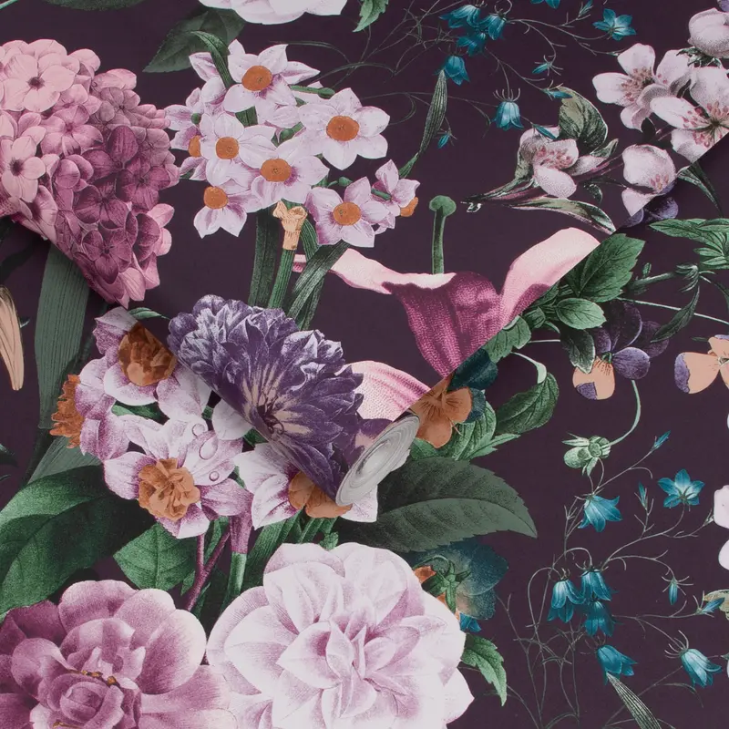 Graham & Brown Glasshouse Flora Amethyst Wallpaper | Purple Wallpaper | Floral Wallpaper | Eco-friendly Wallpaper 3