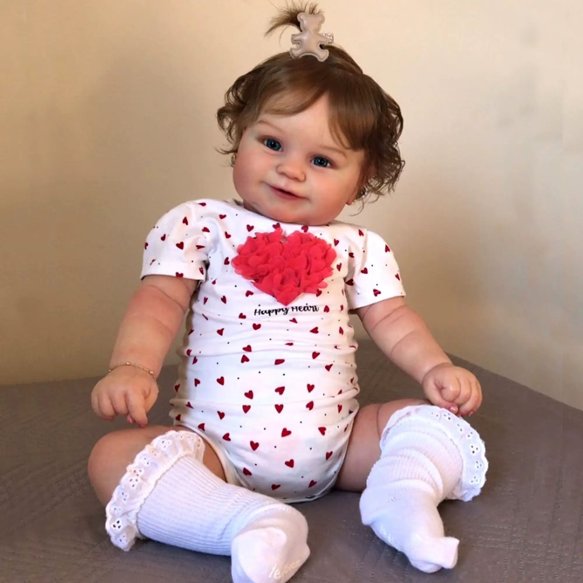 20" Maddie Full Silicone Vinyl Dolls Girl 3D Painted Newborn Baby Dolls With Rooted Brown Hair For Kid's Gift