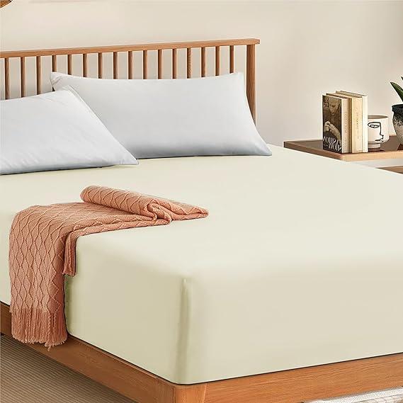 30cm Deep Fitted Sheets All Sizes- 100% Egyptian Cotton 300TC- Hypoallergenic, Wrinkle, Deep Pocket & All Around Elastic Fitted Sheet 5