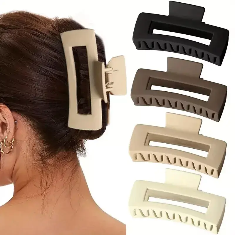 Hair Clips, Claw Clip Hairstyle, Claw Clip Ponytail,  Strong Square Matte, Stylish Finish Big, Short hair style, Claw Clip for thicker hair, For Girls and Women, Large Clips 4Pcs Set