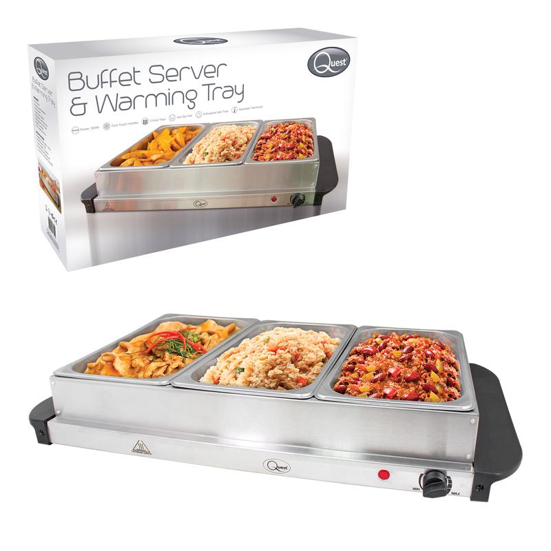 Quest Large Buffet Server and Food Warming Tray - 3 x 2.4L Trays - Great for Parties, BBQ's Christmas and Breakfasts Plate Set 3