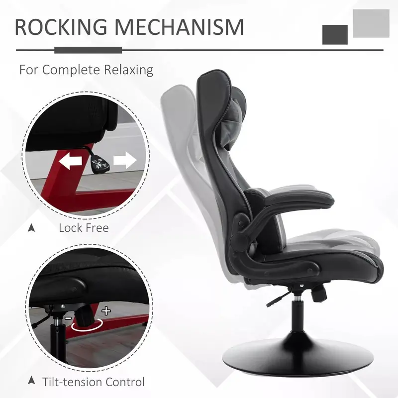 Black Ergonomic Leather Gaming Chair With Fixed Base - Take Your Gaming To The Next Level 7