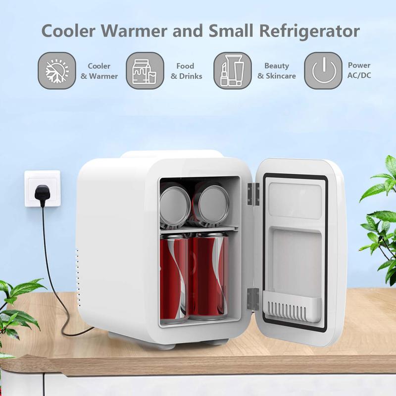 4L Portable White Mini Fridge Table Top Electric Small Cooler Bedroom Ice Box Office 3