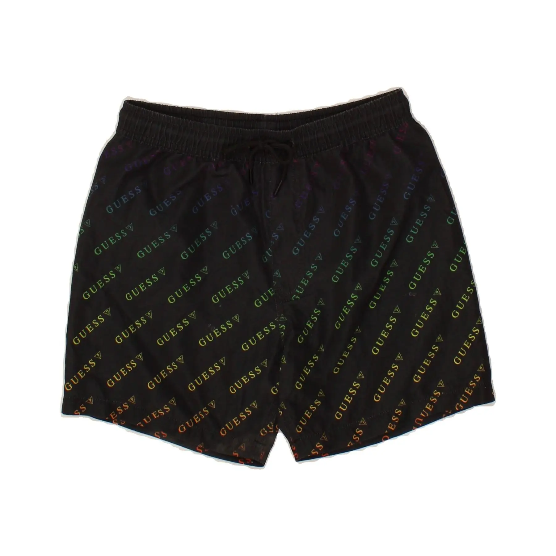 Pre-Owned Vintage GUESS Mens Graphic Swimming Shorts Small  Black Polyester