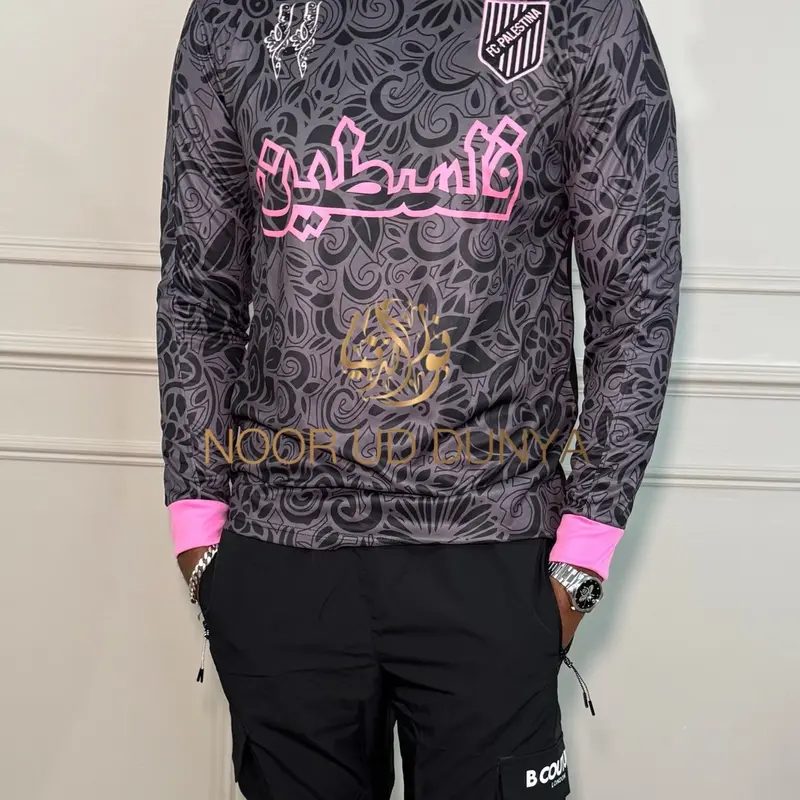 24-25 Long sleeve Palestine Size: S-4XL pink English Football jersey 2024-2025 Palestine grey & pink English soccer jerseys 1