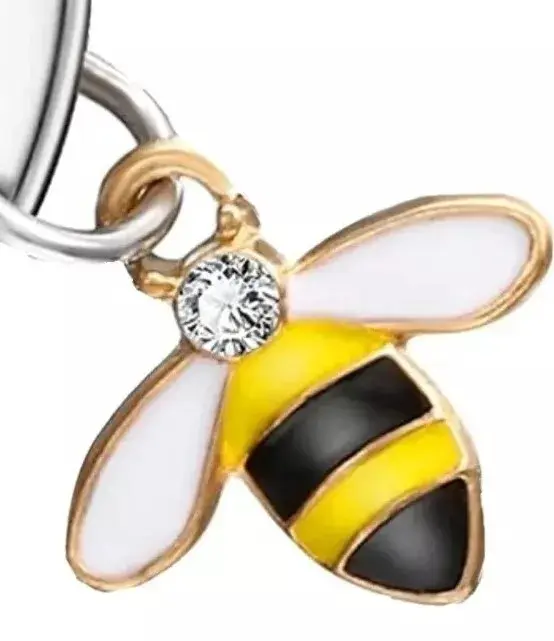 BEE HAPPY Keyring for Women. Engraved Double Sided. Perfect Heart Gift. 4