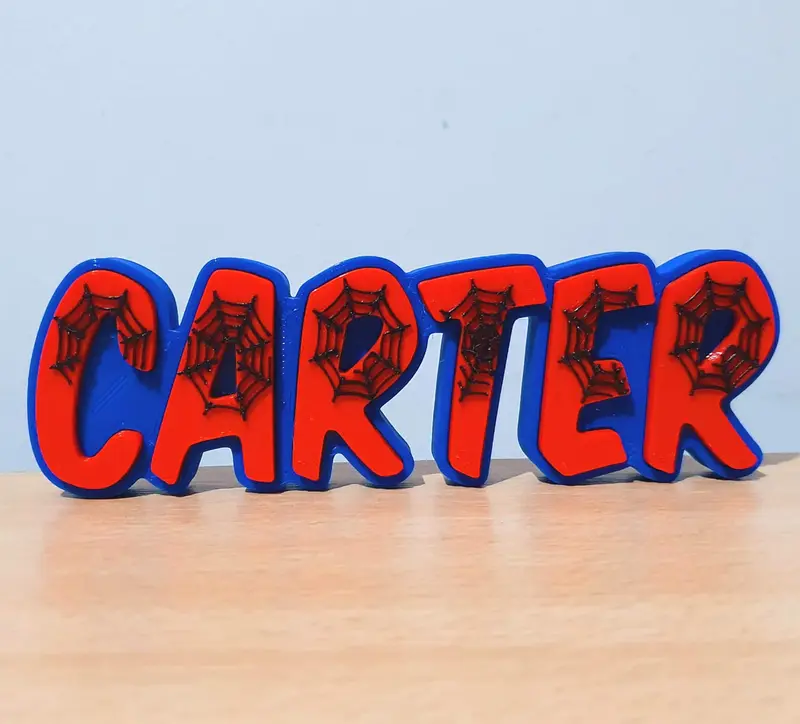 Spider Man-Inspired 3D Name Plate, Personalised Desk Display for Gamers and Fans 0