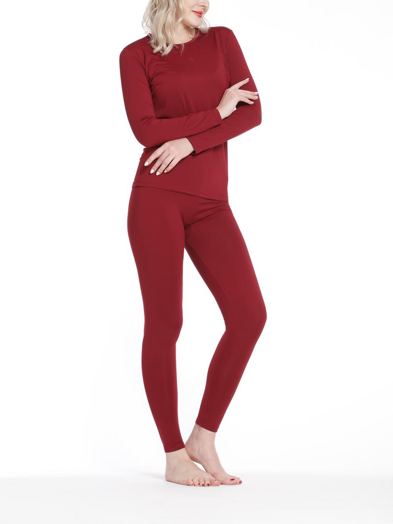 Product Introduction of Seamless Thermal Underwear Set, Long Sleeve Crew Neck Tops & Pants, Women's Loungewear & Underwear 4