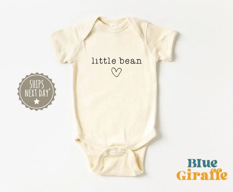 Minimalist Little Bean Baby Onesie, Cute Coffee Bodysuit, Funny Baby Vest, Baby Shower Gift, New Baby, Cute Natural Baby Onesie