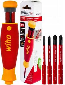 WIHA 5 Piece Pocket Max Magazine VDE Electricians Screwdriver With Phillips,Slot,Terminal Drivers Set, 45296