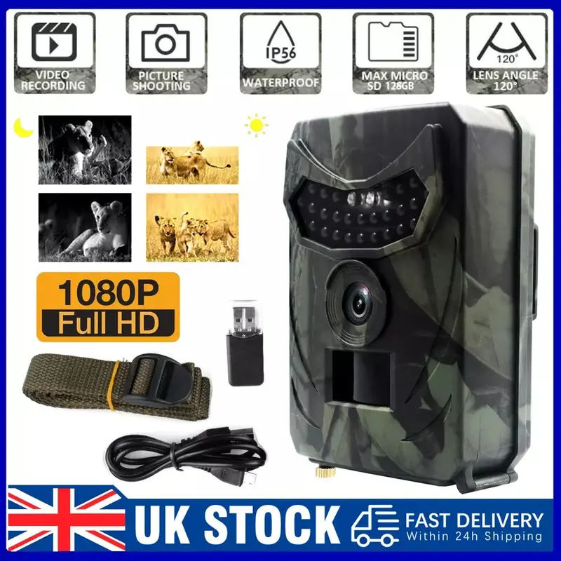 Trail Wildlife Camera 36MP 1080P HD Trap Game Hunting Cam PIR HD Night Vision UK 0