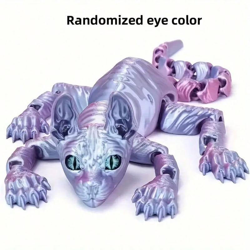 Product Introduction of 2025 1pc Captivating 3D Printed Hairless Cat Statue With Joints - Perfect For Home, Office & Car Decor | Ideal Gift For Christmas & More | Plastic, No Batteries Needed (Eye Color May Vary By Batch),3d Printed Hairless Cat,3d Figure,Office Decor 8