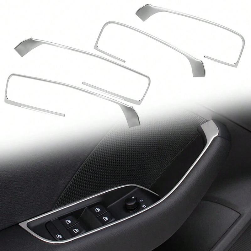 4pcs Stainless Steel Window Glass Lifting Buttons Frame Cover Trim For Audi A3 8V 2013-2020 Car Door Armrest Panel Decoration 0
