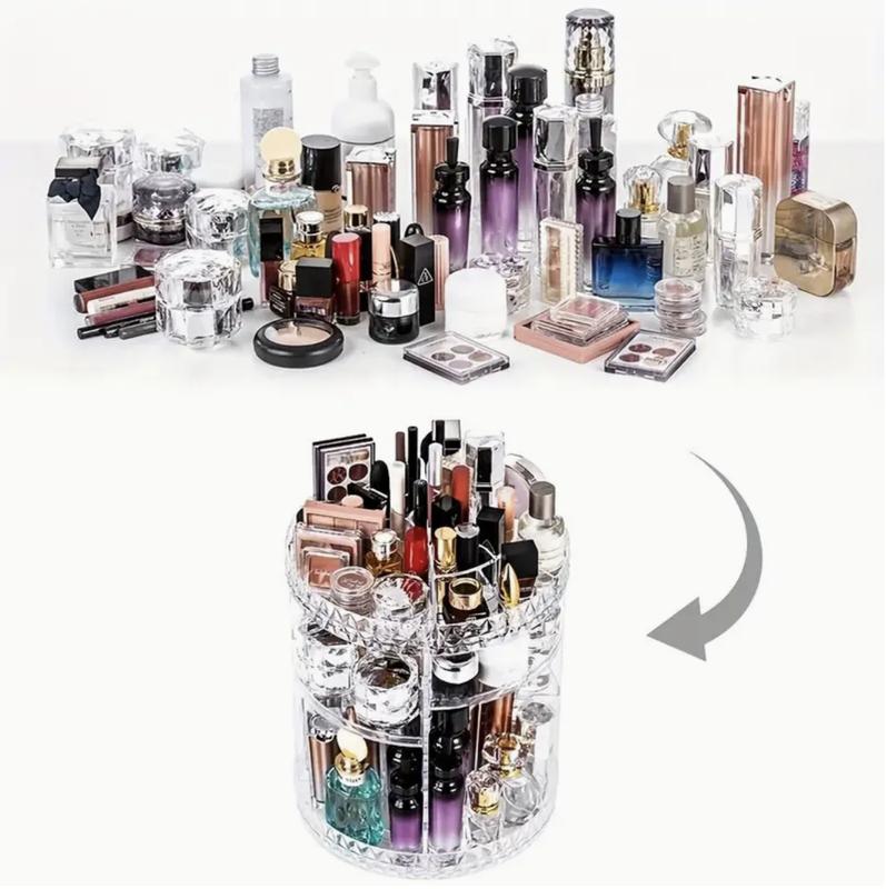 Rotating Makeup Organiser Adjustable Layers Makeup Storage Rack for Perfumes Skincare Cosmetic Storage Rack for Bathroom Bedroom Dresser Adjustable Boxes 8