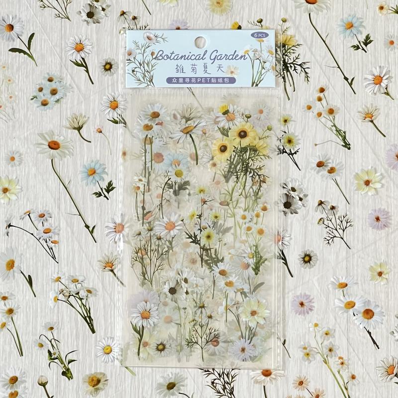 Floral PET Stickers | 6-Sheet Pack | For Journaling or Scrapbooking 6