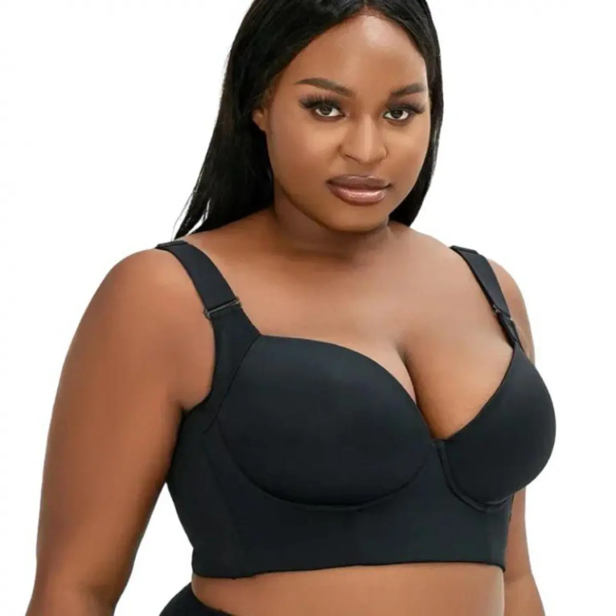 Back Smoothing Bra PushUp Plus Size Bra HideBack Fat NoUnderwear Simple Wireless3/4Coverage Comfort Seamless Bra
