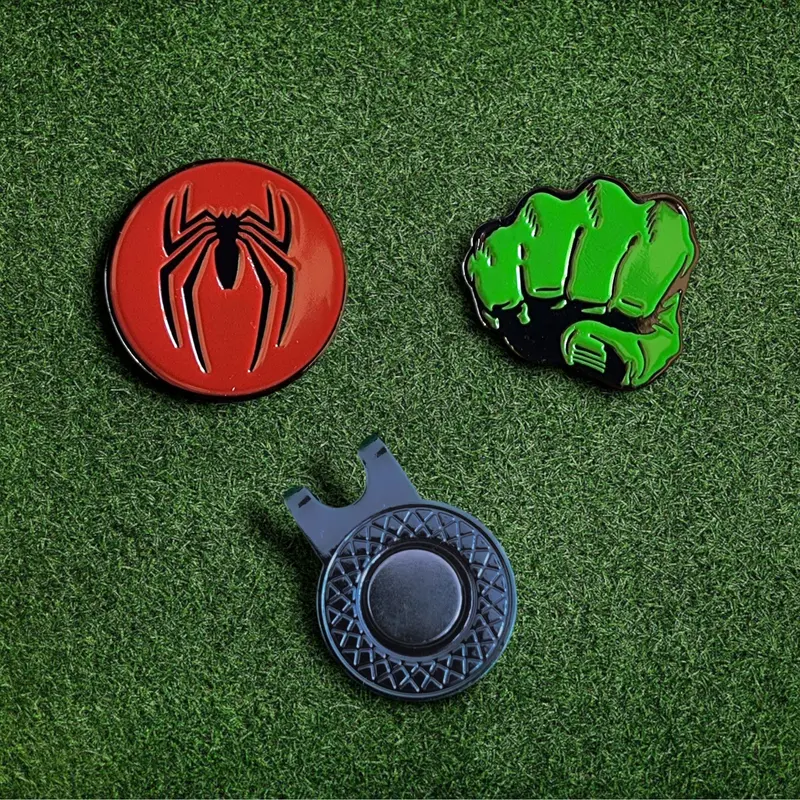 Golf Ball Marker & Hat Clip Set - Spider-Man & Hulk | Complete in Gift Tin 1