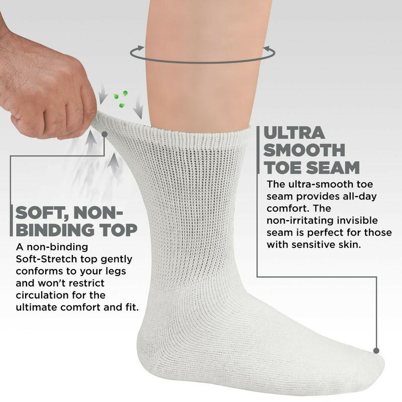 6 Pairs Men's Non Elastic Diabetic Socks Loose Soft Grip Top for Work and Sports UK Size 6-11 Cotton Polyester Summer Winter Ankle Plain Menswear Black Grey White 2