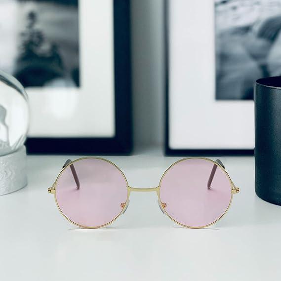 Product Introduction of ECOVEND 2 PCS Hippy Specs Sunglasses - Metal Round Frame Circle Retro Glasses Vintage Disco Fancy Dress Colored Lens Festival Sunglasses 6