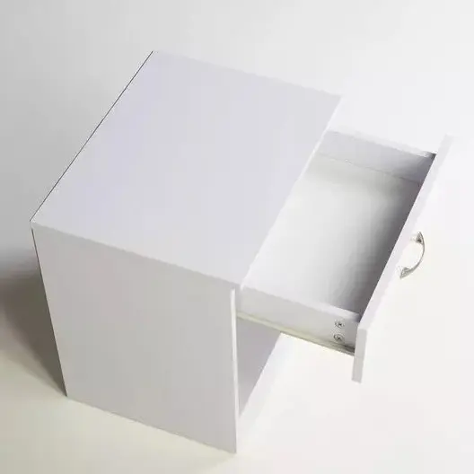 HARMIN Pair of White on White Bedside Cabinets WITH HIGH GLOSS DRAWER FRONTS 3