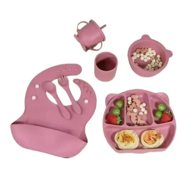 8-Piece Silicone Feeding Gift Set for Baby - BPA-Free, Spill-Proof, Mess-Free Mealtime kids  dining