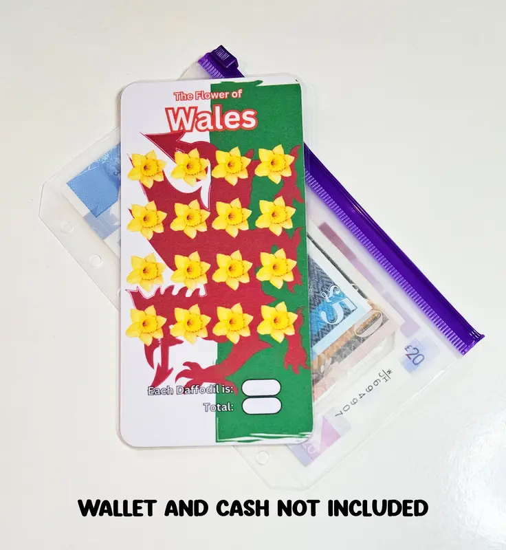 Flowers Of Great Britain Savings Challenges with Dashboard on back, 3x6in for cash envelopes, Lamination Options, Challenge Tracker uk stuffer 7