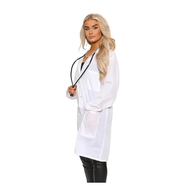 FNA Fashions Adults White Lab Doctor Coat with Stethoscope Mens Fancy Dress Party Accessory (Medium, Adults Dr Coat W/Stethoscope) Classic Costume 2