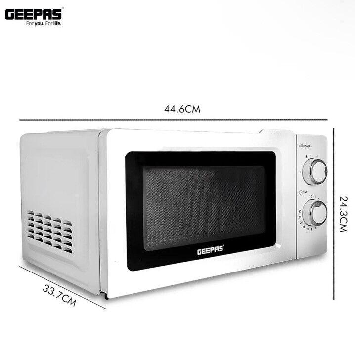 Geepas Microwave 20L Solo Freestanding 5 Power Levels & Defrost Powerful White NEW 8