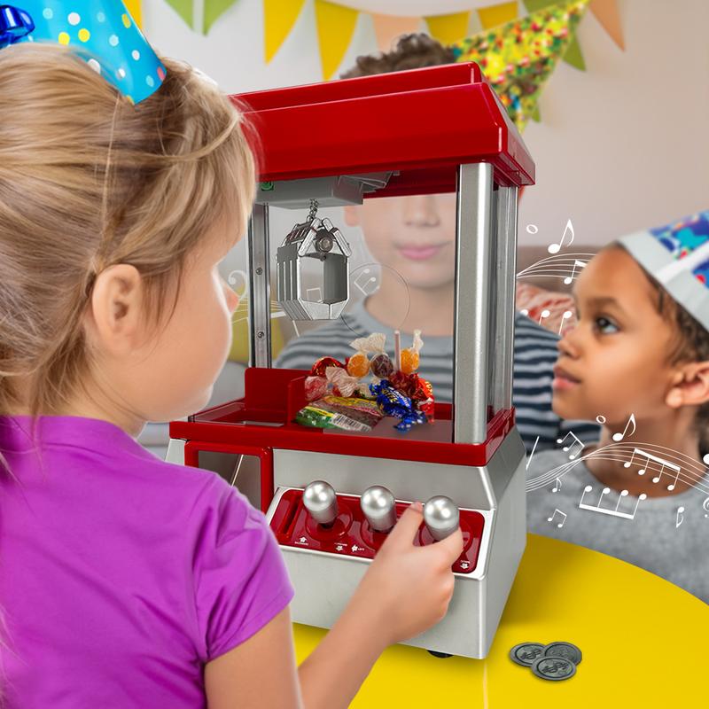 Candy Grabber Machine Toy - For Kids Parties, Retro Fun Arcade Claw Crane Game Dispenser Grab Gadget Prize | For Treats, Chocolate, Sweets, Small Toys | 24 Coins, Novelty Gift For Xmas Party Gift Set Educational Boys Girls Musical Games 2