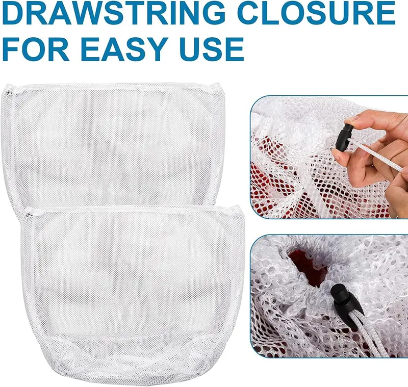 8 Pack Sturdy Coarse Mesh Laundry Bags, 60 x 80 cm Drawstring Laundry Bag, Extra Large Laundry Net Bag Heavy Duty, Machine Washable Storage Bag for College, Dorm and Apartment Dwellers, White 2