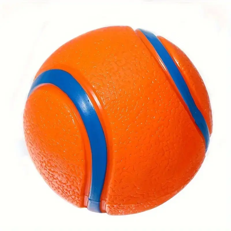 Bouncy Dog Ball for Medium Breeds - Teeth-Cleaning, Water-Friendly for Training & Play - Vibrant Orange & Blue