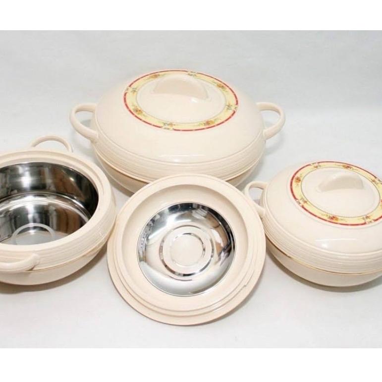 3pc Ambiente Casserole Set - Round Thermal Hotpot for Food Warmer, 3 Sizes (1.2L , 1.6L , 2.5L ) - Cookware 3
