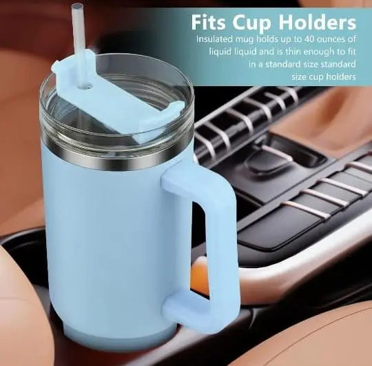 TUMBLER 1200ml/40.5oz Insulated Stainless Steel Water Bottle with Leakproof Cap and Straw - Large Capacity Portable Cup for Outdoor Fitness, Travel, and Sports - Keeps Drinks Cold for Hours Mug Drinkware 1